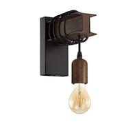 Eglo Applique Murale Intérieure Townshend 4, Luminaire Dâ€™intérieur Au Design Vintage Et Industriel, Lampe Retro En Acier Noir Et Bois, Douille E27