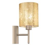 Eglo Applique murale intérieure Viserbella, luminaire d’intérieur vintage en acier et textile couleur champagne, doré, lampe de salon et de couloir, spot avec douille E27