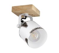 Eglo Applique murale Kilburn, lampe de lecture avec spot orientable, FSC100HB, luminaire intérieur pour salon, chambre et couloir, bois et métal blanc aspect rouillé, douille E27