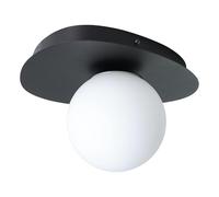Eglo Applique murale LED Castrivido, lampe mur pour salle de bain, métal noir et globe en verre blanc, avec ampoule G9 blanc chaud, IP44