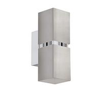 Eglo Applique Murale Led Passa - 2 Ampoules - Applique Murale Moderne - Intérieur en Métal - Nickel Mat et Chromé - Lampe de Salon - Lampe de Couloir avec Up And Down Light - Carré - Culot Gu10