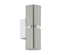 Eglo Applique murale LED Passa, lampe murale 2 flammes, spot mural intérieur en métal nickel mat et chrome, lampe salon, lampe couloir avec éclairage haut et bas, ronde, douille GU10