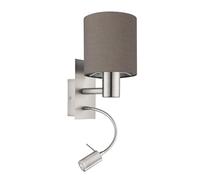 Eglo Applique murale LED PASTERI, lampe à 2 flammes en textile marron