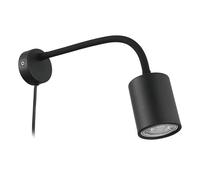 Eglo Applique murale LED Portella, spot orientable, lampe de lecture pour chambre et bureau, métal noir, lumière blanc chaud