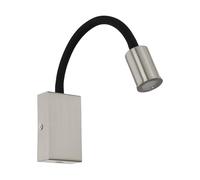 Eglo Applique murale LED Tazzoli, lampe murale, port USB, spot intérieur | métal et plastique avec bras de lecture flexible, lampe de chambre nickel mat noir, lumière de lecture blanc chaud