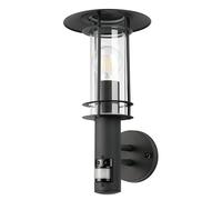 EGLO Applique murale Lisio 1, lampe murale intérieure, lampe chambre, acier | inoxydable noir, verre clair, douille E27, IP44