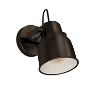 Eglo Applique murale Mitchley, lampe de plafond 1 flamme vintage, industrielle, rétro, lampe murale intérieure en acier, lampe de salon, lampe de couloir en bronze foncé, crème, spot avec douille E27