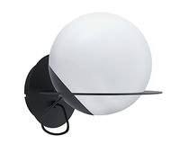 Eglo Applique Murale Sabalete - 1 Ampoule - Applique Murale Moderne - Intérieur en Acier et Verre - Lampe de Salon - Lampe de Couloir en Noir, Blanc Opale Mat - Culot E27
