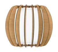 Eglo Applique murale Stellato 1, applique murale vintage à 1 flamme, lampe intérieure en acier, bois et verre, lampe pour salon, lampe de couloir en nickel mat, érable, blanc, douille E27