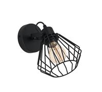 EGLO Applique murale Tabillano, plafonnier vintage 1 flamme, lampe murale | intérieure en acier style industriel, lampe salon, lampe couloir noire, spot avec douille E27