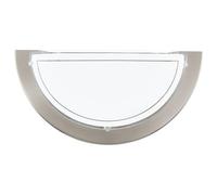 Eglo Applique Planet 1, applique murale, éclairage mural pour l'intérieur en métal et verre, lampe de salon en nickel mat, blanc, lampe de couloir semi-circulaire avec douille E27