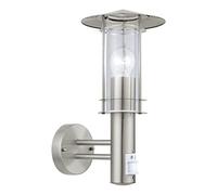 Eglo Borne lumineuse Lisio, potelet éclairage extérieur pour jardin et terrasse, luminaire d’extérieur en acier inox et verre transparent, lampadaire lanterne, douille E27, IP44
