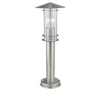 Eglo Borne lumineuse extérieure Lisio – acier inox, verre transparent, douille E27, IP44