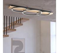 Eglo Plafonnier LED Boyal à 3 flammes, luminaire intérieur en bois, métal et plastique, lampe de plafond pour salon et couloir, blanc chaud, 101 cm, certifié FSC