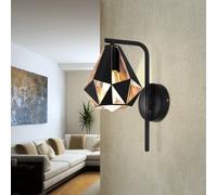 Eglo Applique murale intérieure Carlton 4, luminaire d’intérieur vintage en acier noir, aspect cuivre antique, lampe de salon et de couloir, douille E27