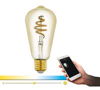 Eglo Connect 12583 Ampoule Led E27 Smart Home Vintage Ambre Spirale 5,5 W (Équivalent à 35 W) 400 Lm Led E27 à Intensité Variable Température de Couleur Réglable Ampoule Led St64 Ø 6,4 cm