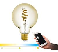 Eglo Connect Ampoule Led E27 Smart Home Vintage Ambre Spirale 5,5 W (Équivalent à 35 W) 400 Lm Led E27 à Intensité Variable Température de Couleur Réglable Ampoule Led G95 Ø 9,5 cm