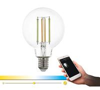 Eglo Connect Ampoule Led E27 Smart Home Vintage Transparent Globe Led 6 W (Équivalent à 60 W) 806 Lm Led E27 à Intensité Variable Température de Couleur Réglable Ampoule Led G80 Ø 8 cm