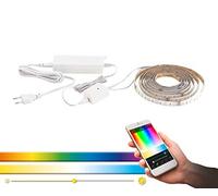 Eglo connect LED Bande 3m STRIPE-C, bande lumineuse Smart Home, bande RGB autocollante et ajustable, matériau : plastique, couleur : blanc, dimmable, réglage des tons blancs et des couleurs