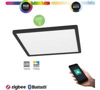 EGLO connect.z Plafonnier LED connecté Rovito-Z, lampe de plafond contrôlable par appli et commande vocale Alexa, blanc chaud - froid, rétro-éclairage RGB, dimmable, Noir, 29,5 cm