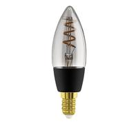 Eglo connect.z ampoule LED E14 connectée, C35, ZigBee, App et commande vocale Alexa, dimmable, blanc chaud, 4 watts, lampe vintage en spirale, verre fumé, noir
