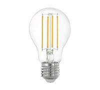 EGLO connect.z Ampoule LED E27 connectée, A60, ZigBee, contrôlable par appli et commande vocale, dimmable, blanc chaud, 806 lumens, 6 watts, transparent, design vintage