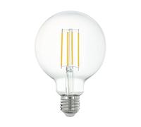 EGLO connect.z Ampoule LED E27 connectée, G95, ZigBee, contrôlable par appli et commande vocale, dimmable, blanc chaud, 806 lumens, 6 watts, transparent, design vintage