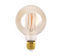 EGLO connect.z Ampoule LED E27 connectée, G95, ZigBee, contrôlable par appli et commande vocale, dimmable, blanc chaud, 500 lumens, 5,5 watts, ambré, design vintage