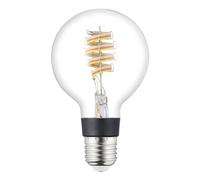 EGLO connect.z ampoule LED E27 connectée, globe G80, ZigBee, App et commande vocale Alexa, dimmable, blanc chaud, 4,9 Watt, lampe vintage en spirale transparente
