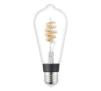 EGLO connect.z ampoule LED E27 connectée, ST64, ZigBee, App et commande vocale Alexa, dimmable, blanc chaud, 4,9 Watt, lampe vintage en spirale transparente