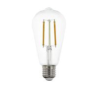 Eglo connect.z Ampoule LED E27 connectée, ST64, ZigBee, contrôlable par appli et commande vocale, dimmable, blanc chaud - froid, 700 lumens, 6 watts, transparent, design vintage