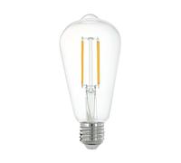 EGLO connect.z Ampoule LED E27 connectée, ST64, ZigBee, contrôlable par appli et commande vocale, dimmable, blanc neutre, 806 lumens, 6 watts, transparent, design vintage