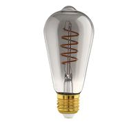 Eglo connect.z Ampoule LED E27 connectée, ST64, ZigBee, contrôlable par application et commande vocale Alexa, dimmable, blanc chaud, 4 watts, verre fumé, design vintage