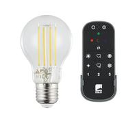 Eglo connect.z Lot de 2 ampoules LED E27 connectées, A60, avec télécommande, ZigBee, contrôlable par appli et commande vocale, dimmable, vintage, 806 lumens, 6 watts, transparent, blanc neutre