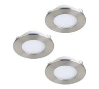 Eglo connect.z Lot de 3 spots LED encastrables pour salle de bains Fueva-Z, Ø 85 mm, lampe ZigBee extra-plat, contrôlable par appli et commande vocale, blanc chaud - froid, dimmable, nickel-mat, IP44