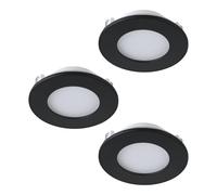 Eglo connect.z Lot de 3 spots LED encastrables pour salle de bains Fueva-Z, Ø 85 mm, lampe ZigBee extra-plat, contrôlable par appli et commande vocale, blanc chaud - froid, dimmable, noir, IP44