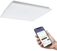 Eglo connect.z Panneau LED connecté Herrora-Z, luminaire plafonnier 59,5 cm, lampe de plafond intelligente ZigBee contrôlable par appli et commande vocale, blanc chaud - froid, dimmable