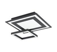 Eglo connect.z Panneau LED connecté Savatarila-Z, plafonnier ZigBee, lampe de plafond contrôlable par appli et commande vocale, blanc chaud - froid, RGB, dimmable, métal noir