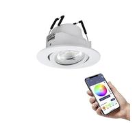 Eglo connect.z Spot LED encastrable Saliceto-Z, Ø 88 mm, lampe de plafond encastrée ZigBee, contrôlable par appli et commande vocale, blanc chaud - froid, RGB, dimmable, blanc