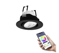 Eglo connect.z Spot LED encastrable Saliceto-Z, Ø 88 mm, lampe de plafond encastrée ZigBee, contrôlable par appli et commande vocale, blanc chaud - froid, RGB, dimmable, noir