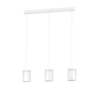 Eglo connect.z Suspension luminaire LED connecté Chiusello-Z, lustre suspendu à 3 lampes en métal blanc et verre, ZigBee, app et Alexa, blanc chaud - froid, RGB, intensité lumineuse variable