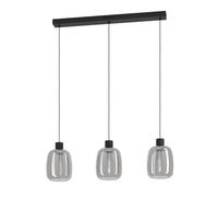 Eglo connect.z Suspension luminaire LED connecté Molochio-Z, lustre suspendu à 3 lampes en métal noir et verre fumé, ZigBee, app et Alexa, blanc chaud - froid, RGB, intensité lumineuse variable