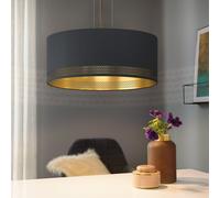 Eglo Suspension ESTEPERRA – E27 – Noir et doré, acier et textile, Ø 53 cm