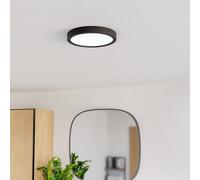 Eglo Plafonnier LED Fueva 6, lampe de plafond ronde, luminaire en saillie, éclairage pour salle de bains en plastique noir et blanc, blanc chaud - blanc froid, IP44, Ø 21 cm
