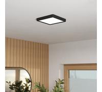 Eglo Plafonnier LED Fueva 6, lampe de plafond carrée, luminaire en saillie, éclairage pour salle de bains en plastique blanc et noir, blanc chaud - blanc froid, IP44, 22 x 22 cm