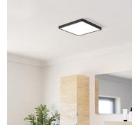 Eglo Plafonnier LED Fueva 6, lampe de plafond carrée, luminaire en saillie, éclairage pour salle de bains en plastique noir et blanc, blanc chaud - blanc froid, IP44, 29 x 29 cm