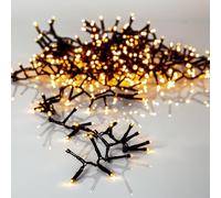 Eglo Guirlande lumineuse d'extérieur dorée blanc chaud, éclairage de Noël jardin, guirlande LED, plastique noir et ambre IP44, 1600 cm