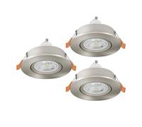 Eglo jeu de 3 spots encastrés Barranco, lampes à encastrer orientables, luminaires encastrables ronds, éclairage de plafond en plastique argenté, blanc chaud, ampoules GU10 incluses