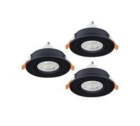 Eglo jeu de 3 spots LED encastrés Barranco, lampes à encastrer orientables, luminaires encastrables ronds, éclairage de plafond en plastique noir, blanc neutre, amoules GU10