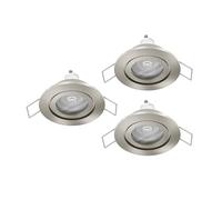 Eglo jeu de 3 spots LED encastrés Barranco, lampes de plafond à encastrer pour salle de bains, luminaires encastrables ronds, plastique argenté, blanc neutre, ampoule GU10 incluse, IP44